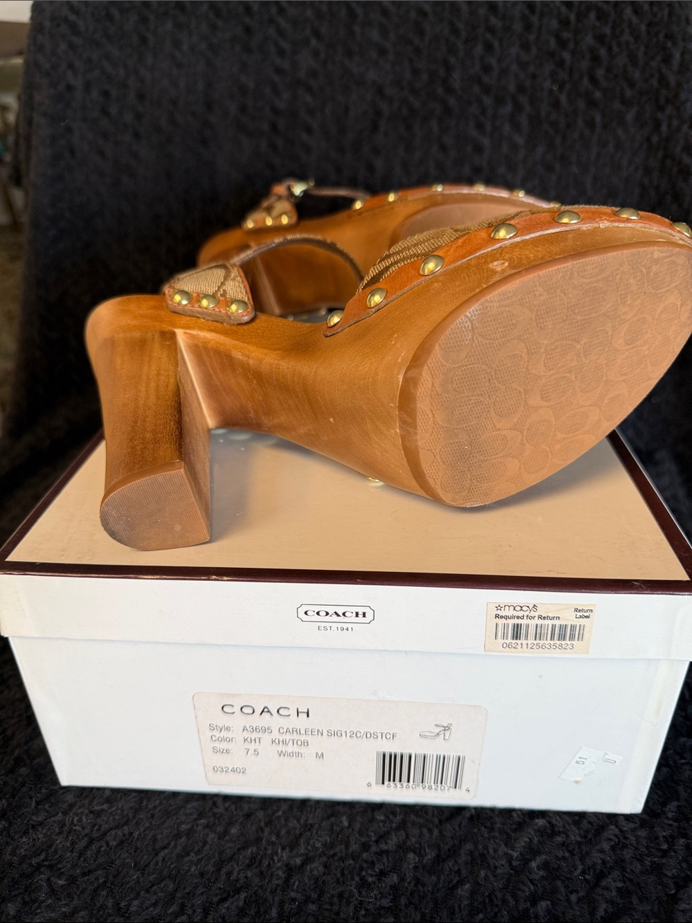 Coach Carleen Vintage heels with studs. Worn once - Picture 4 of 5